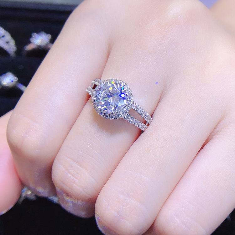 925 Silver Gilded Mosan Diamond Ring