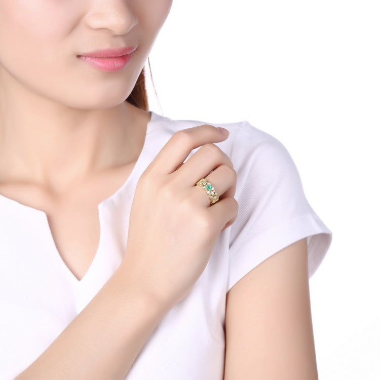 New Raisin Emerald Ring Silver Jewelry Japanese Color