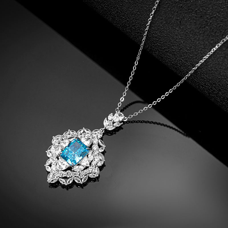 Silver 925 High Carbon Diamond Evening Dress Necklace