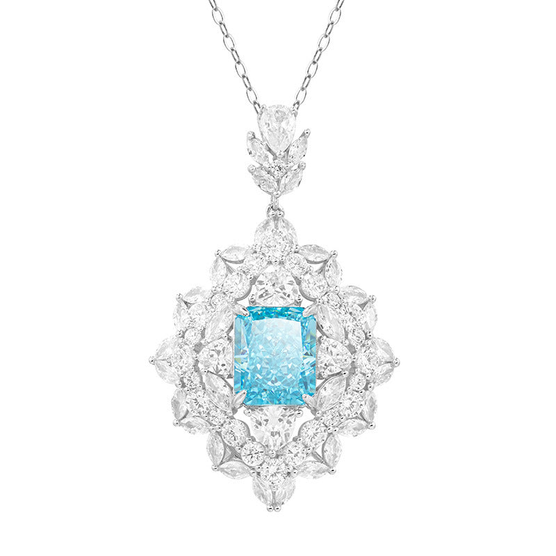 Silver 925 High Carbon Diamond Evening Dress Necklace