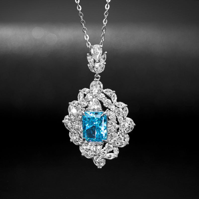 Silver 925 High Carbon Diamond Evening Dress Necklace