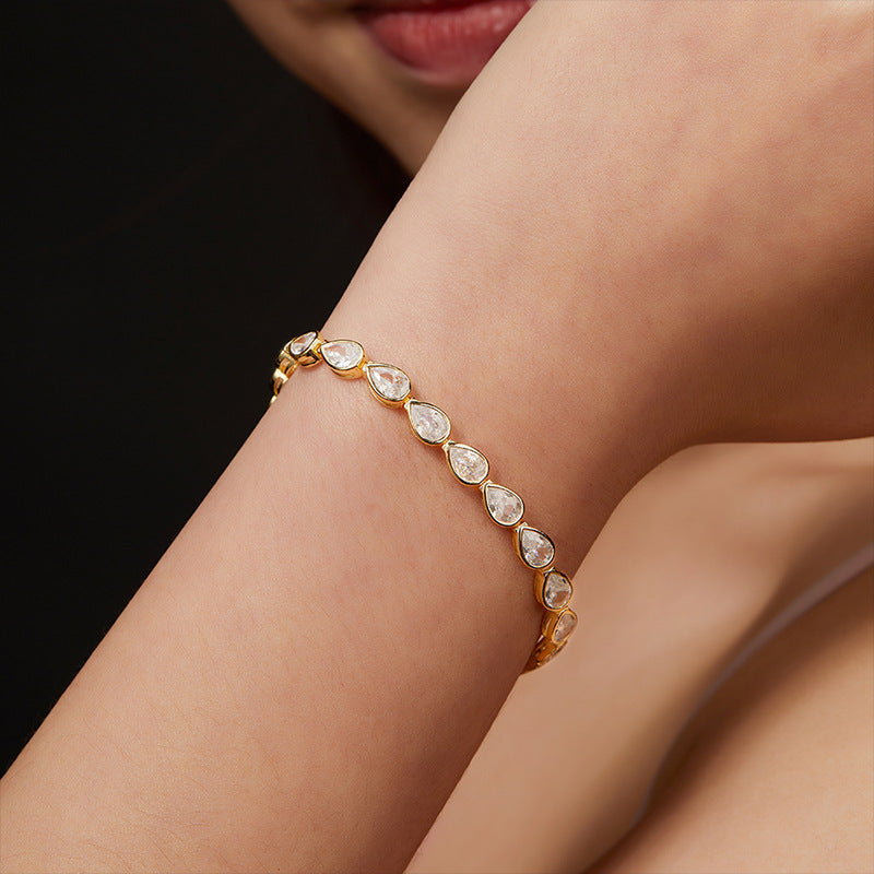 S925 Silver Water Drop Men's And Ladies' Bracelets European And American Tennis Bracelet