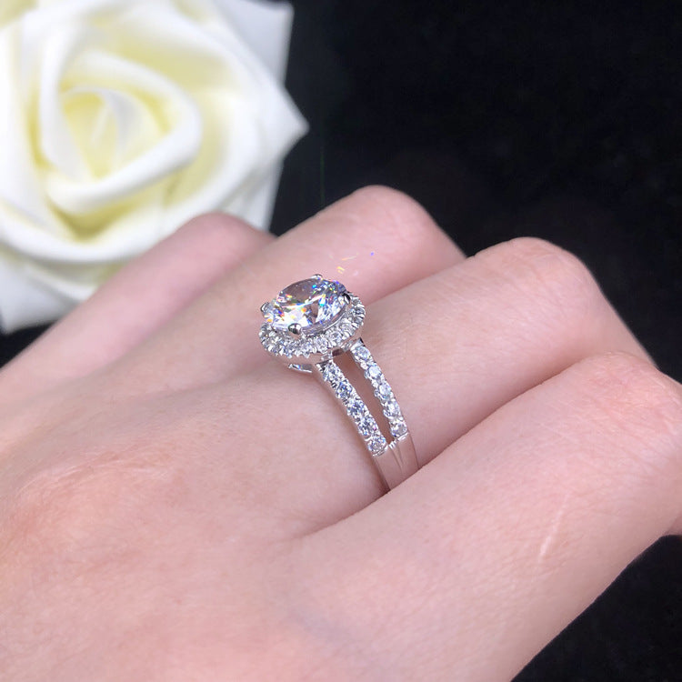 925 Silver Gilded Mosan Diamond Ring