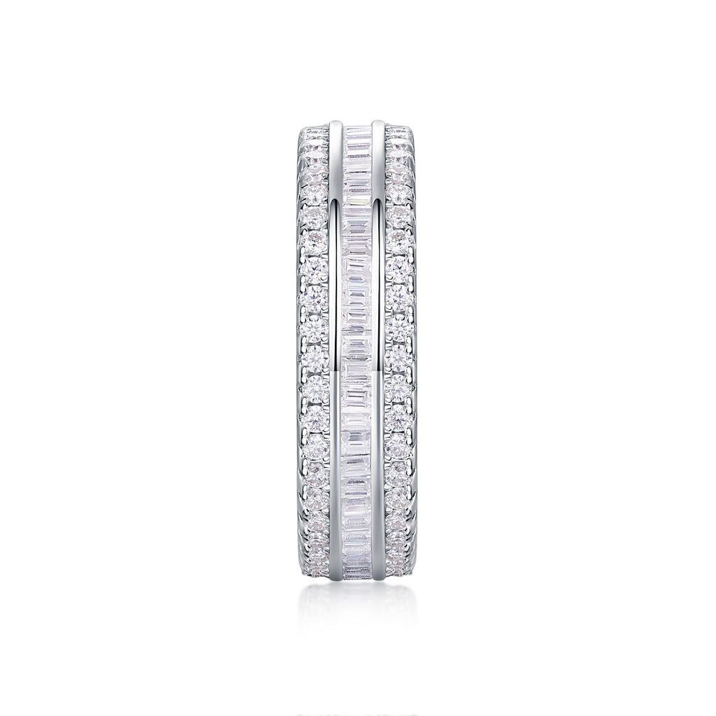 Square Diamond Arrangement, Double Array Diamonds, Luxury Fashion Moissanite Silver Ring