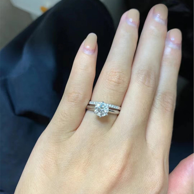 D Color Moissanite Ring 925 Silver Plated Couple Rings