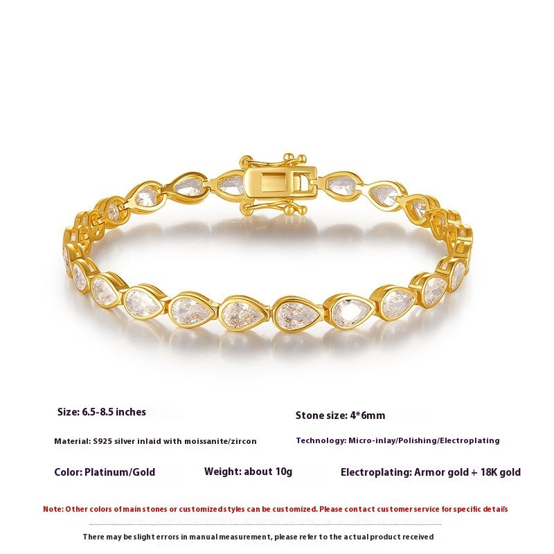S925 Silver Water Drop Men's And Ladies' Bracelets European And American Tennis Bracelet