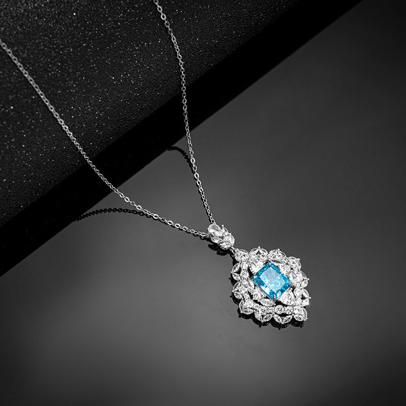 Silver 925 High Carbon Diamond Evening Dress Necklace