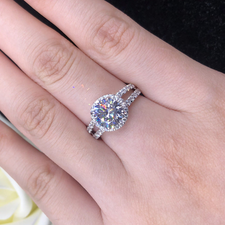 925 Silver Gilded Mosan Diamond Ring